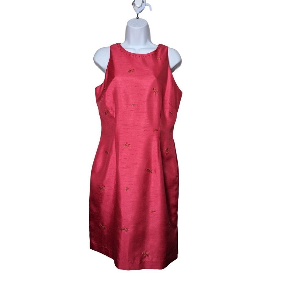 Dawn Joy Women's Pink Sleeveless dress floral bead detail Size7/8 (NWT)